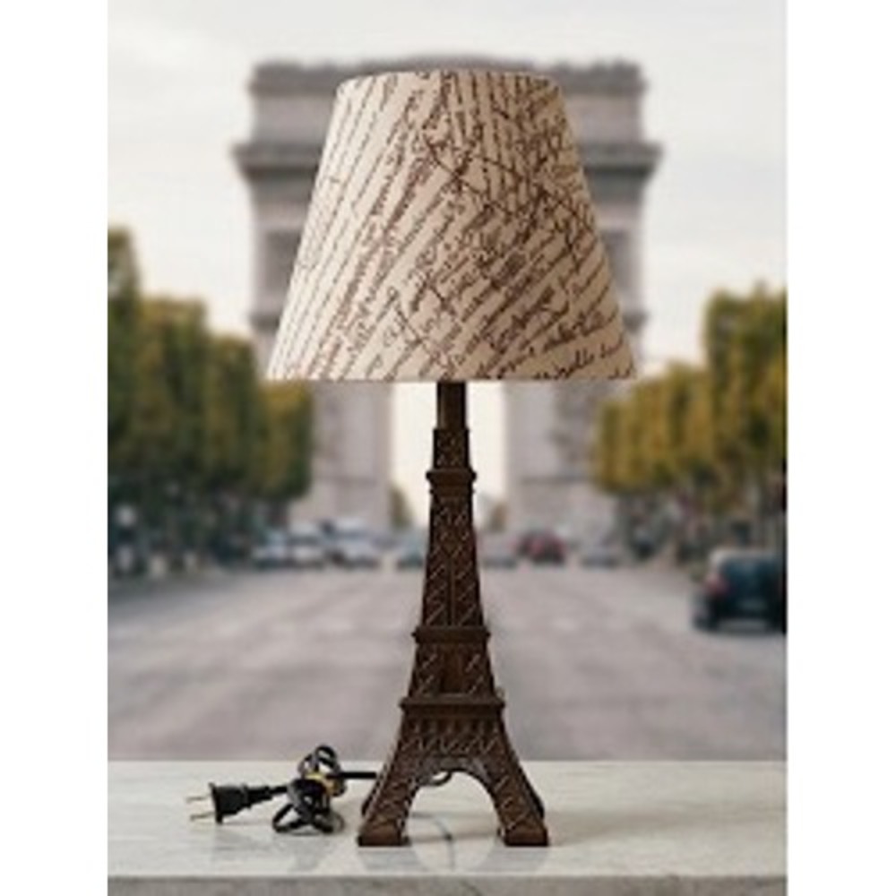 Eiffel Tower Table Lamp Bronze Finish French Script Vintage Style Accent Light